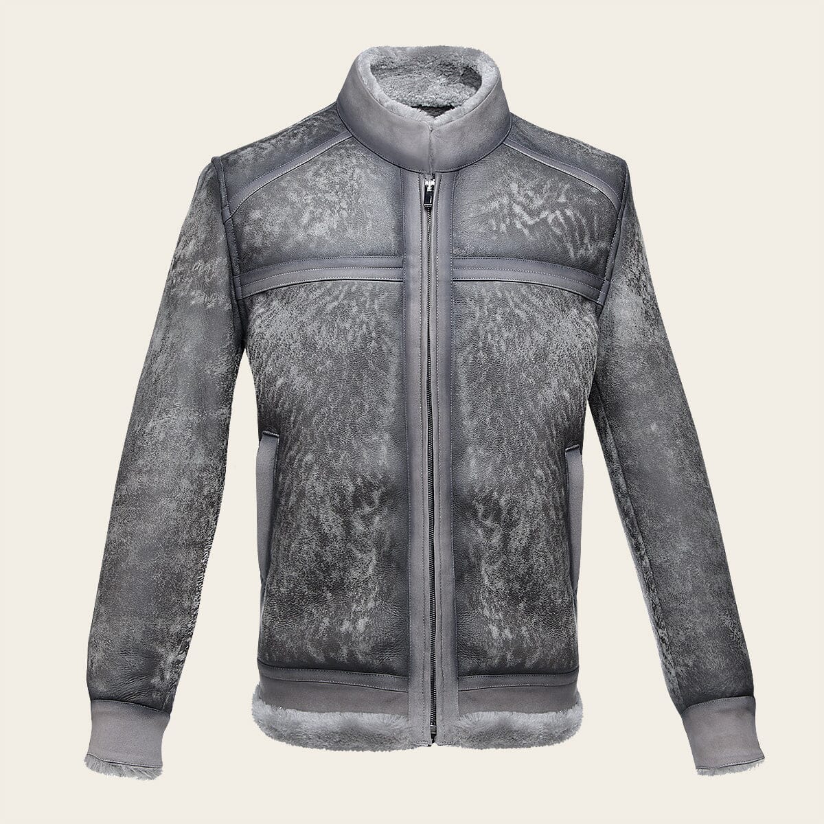 Chamarra en piel genuina de ovino con pelo para caballero - Imagen 6