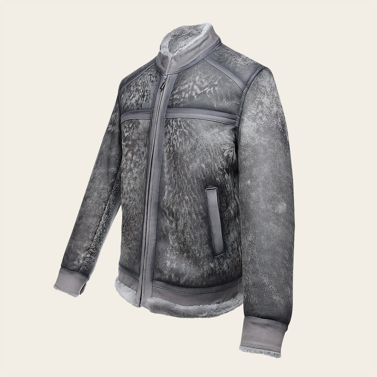 Chamarra en piel genuina de ovino con pelo para caballero - Imagen 3