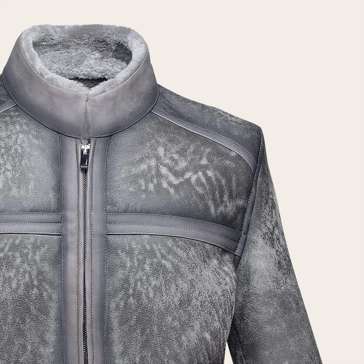 Chamarra en piel genuina de ovino con pelo para caballero - Imagen 4