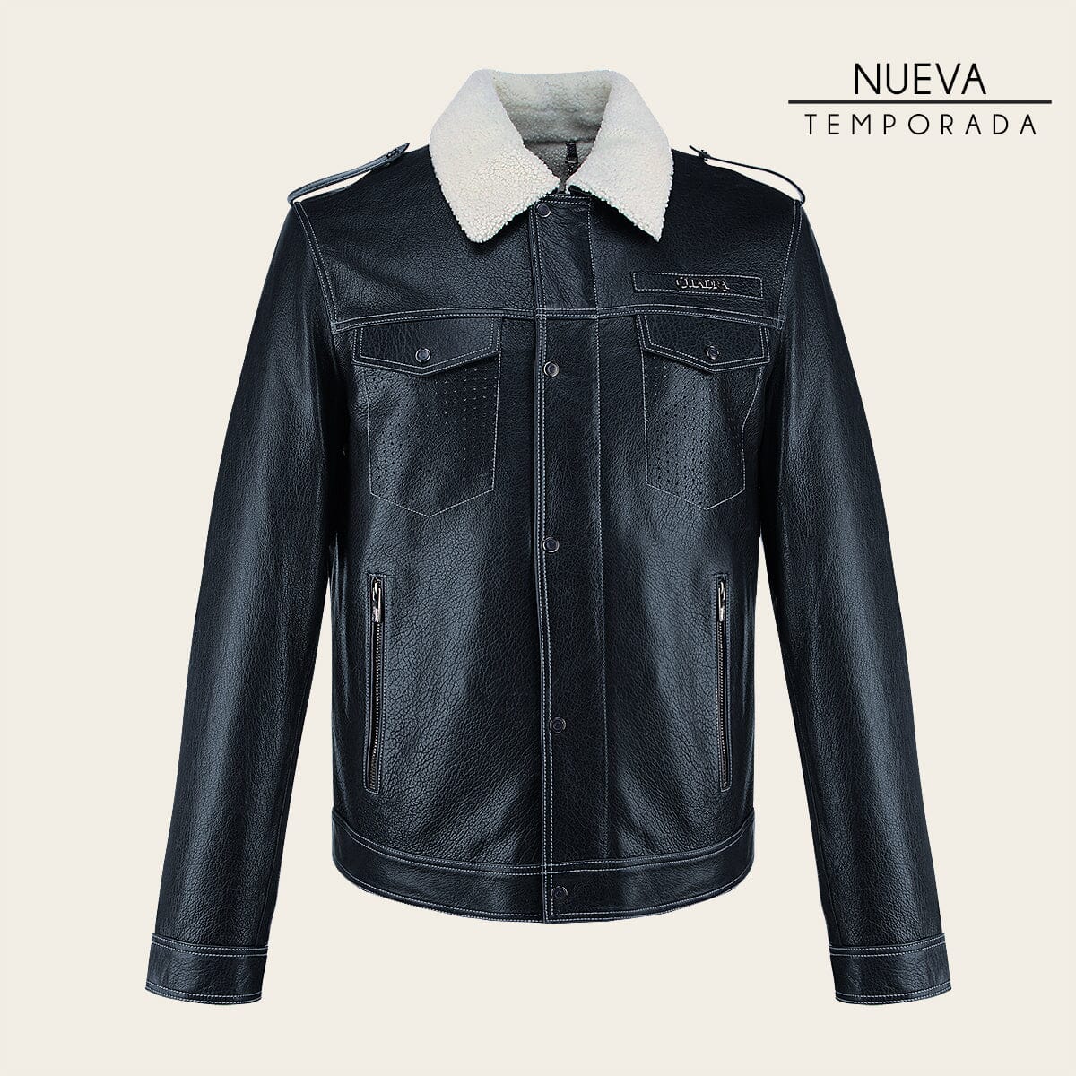 Chamarra en piel genuina de cordero para caballero - Imagen 2