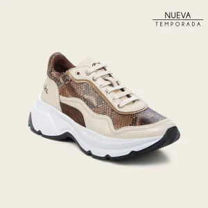 Tenis en piel genuina de pitón para dama