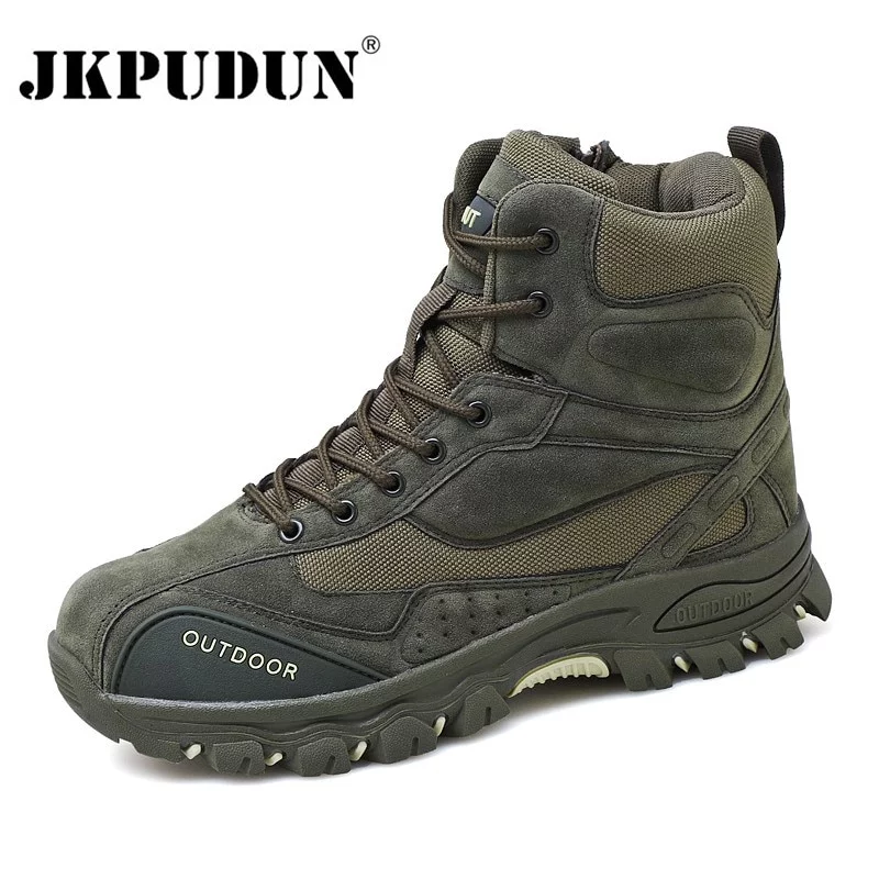 JKPUDUN-Botas militares para hombres, calzado táctico de combate, de cuero genuino, para el invierno, botín de trabajo para caza, senderismo y montañismo - Imagen 2