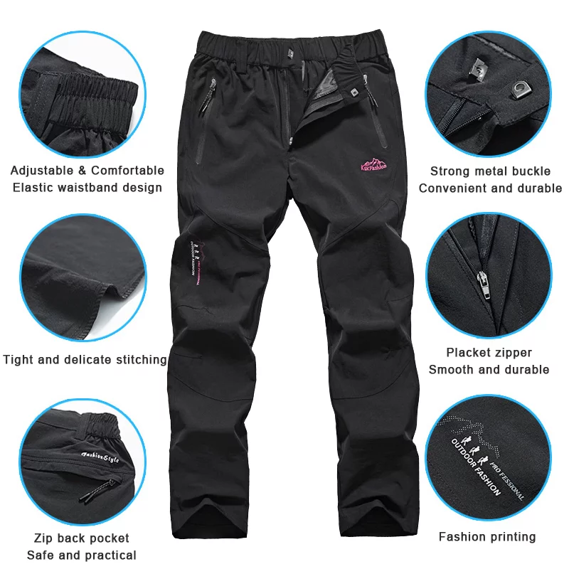 LNGXO-pantalones de senderismo para mujer, de secado rápido, para acampar al aire libre, escalada, Trekking, impermeables, para montaña, para verano - Imagen 3