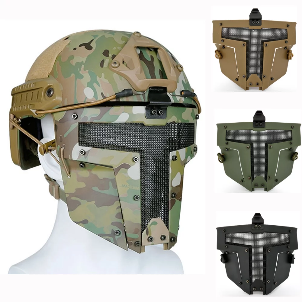 Máscara táctica para Paintball Airsoft, Protector de media cara con casco rápido, militar, para caza - Imagen 2