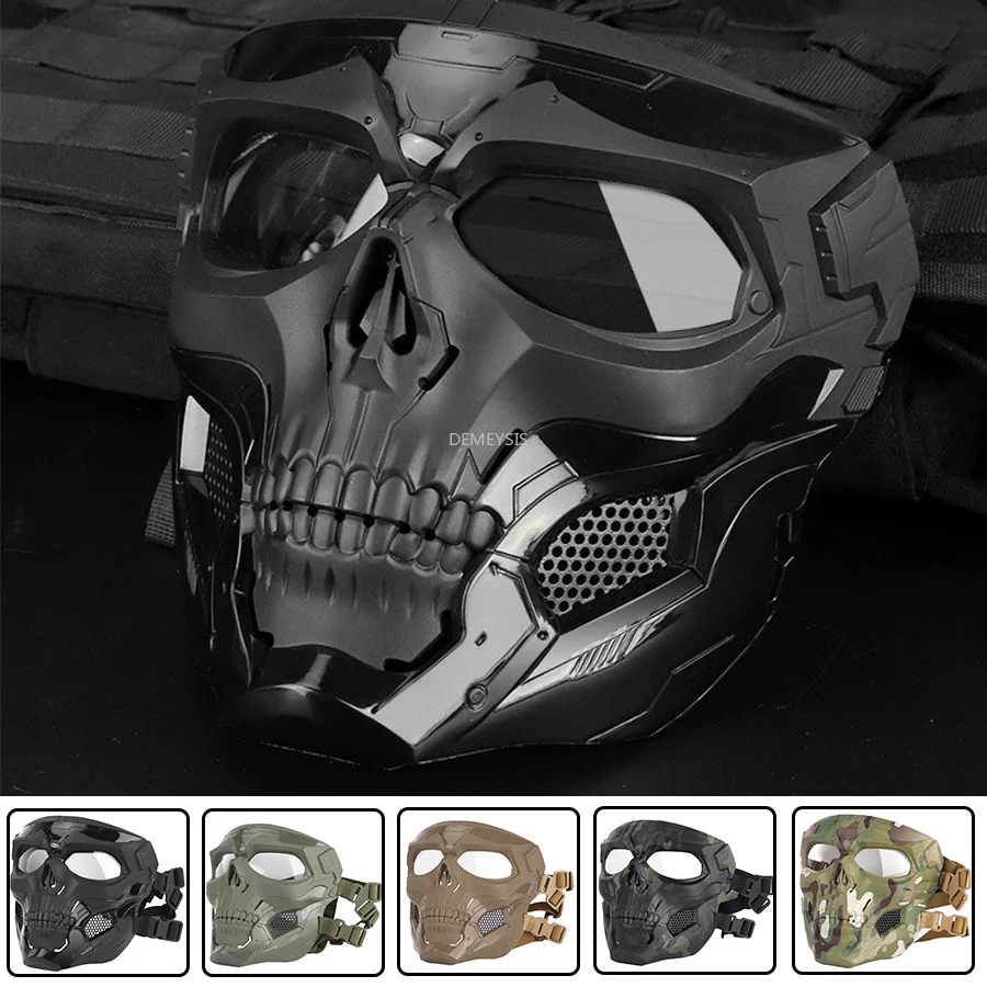 Máscaras de calavera táctica CS para hombre, máscaras de Paintball para motocicleta, cara completa, Airsoft, ciclismo, Halloween, fiesta de Cosplay, Militar - Imagen 2