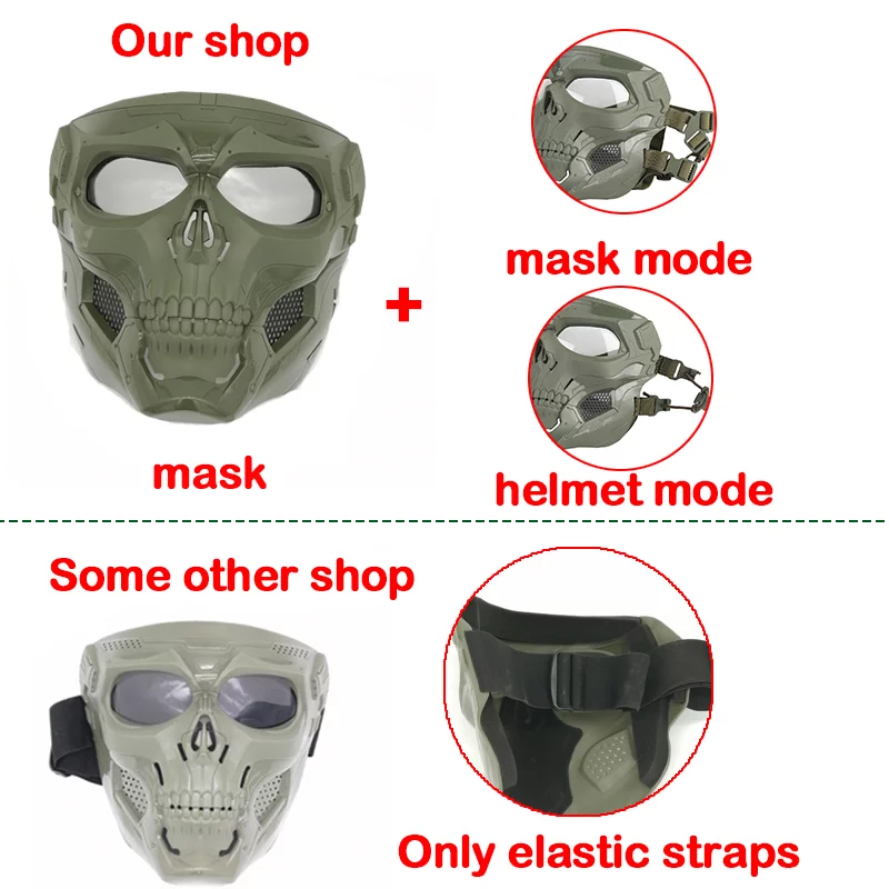 Máscaras de calavera táctica CS para hombre, máscaras de Paintball para motocicleta, cara completa, Airsoft, ciclismo, Halloween, fiesta de Cosplay, Militar - Imagen 7