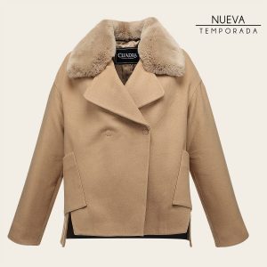 Chamarra con pelo genuino de conejo para dama