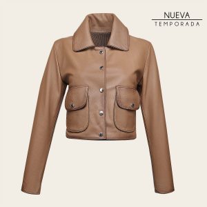 Chamarra en piel genuina de ovino para dama