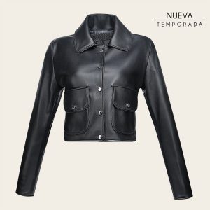 Chamarra en piel genuina de ovino para dama