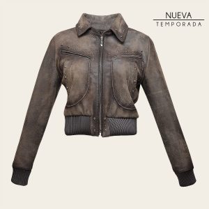 Chamarra en piel genuina de ovino para dama