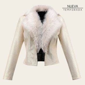 Chamarra en piel genuina de ovino para dama