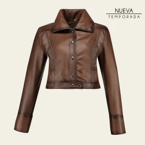 Chamarra en piel genuina de ovino para dama