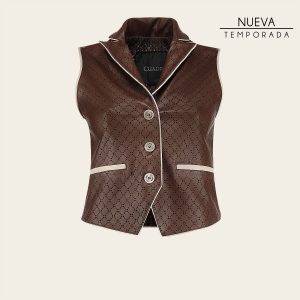 Chaleco en piel genuina de cordero para dama