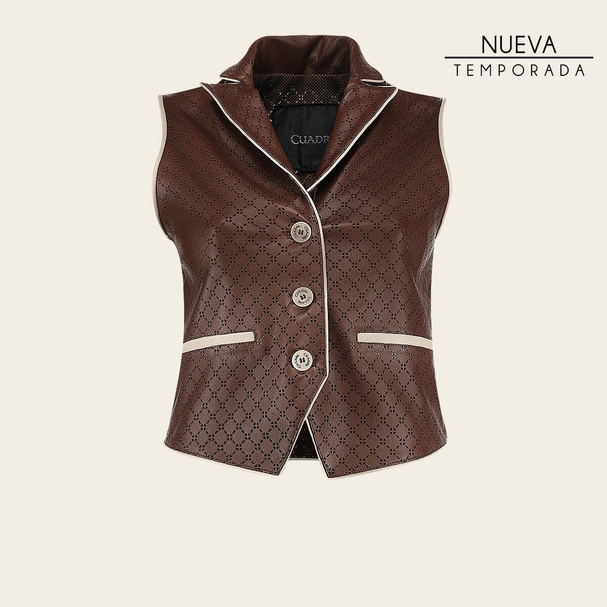 Chaleco en piel genuina de cordero para dama