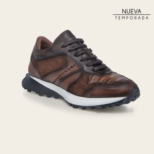 Tenis en piel genuina de caimán para caballero