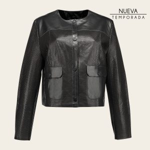 Chamarra en piel genuina de cordero para dama