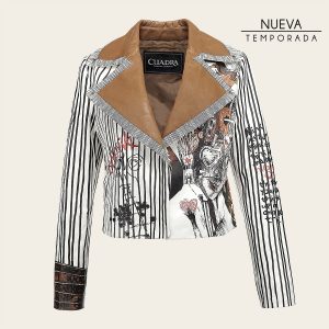 Chamarra en piel genuina de cordero para dama