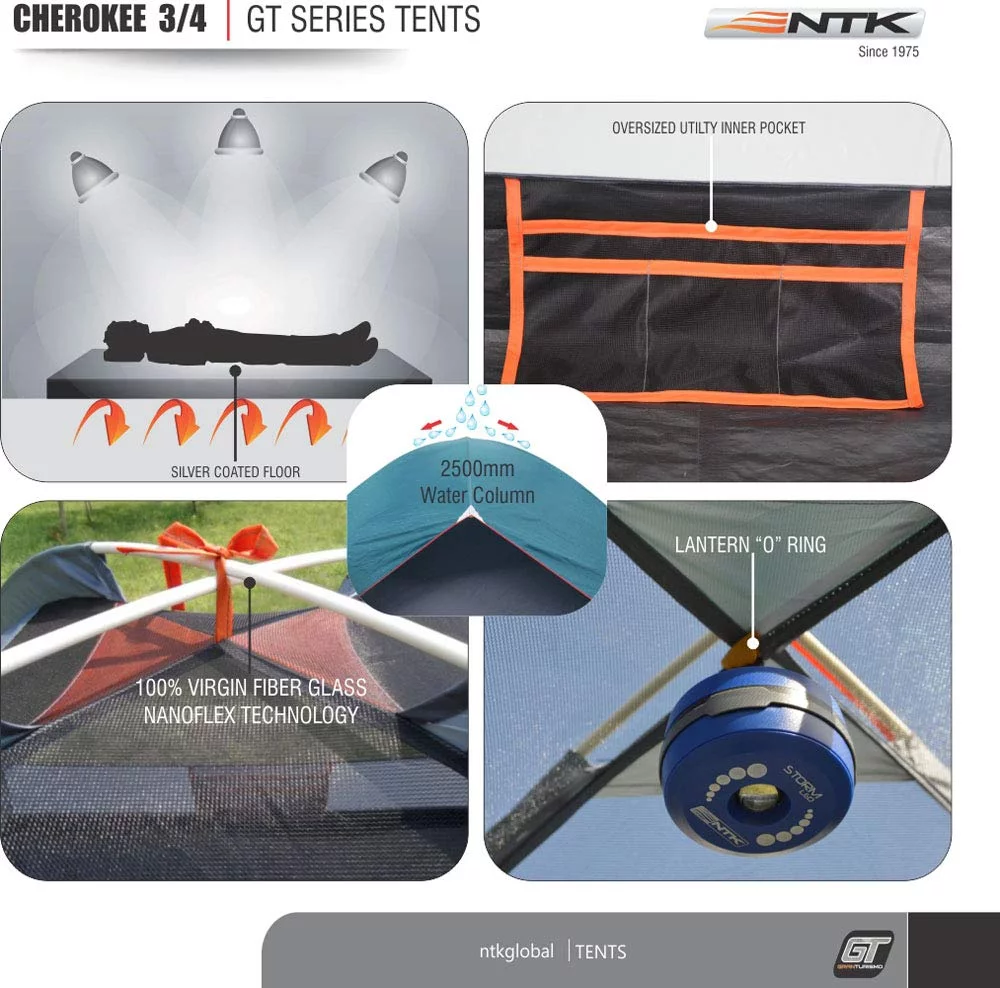 NTK Tienda de Campaña Resistente 100% Impermeable para 3 a 4 Personas Acampada al Aire Libre y Senderismo Tamaño 210 x 210 x 135 - Imagen 6