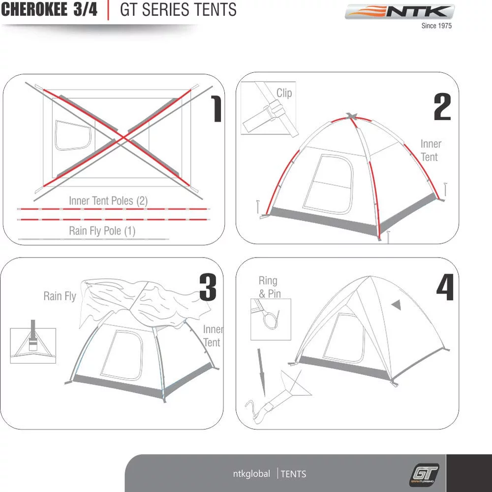 NTK Tienda de Campaña Resistente 100% Impermeable para 3 a 4 Personas Acampada al Aire Libre y Senderismo Tamaño 210 x 210 x 135 - Imagen 7