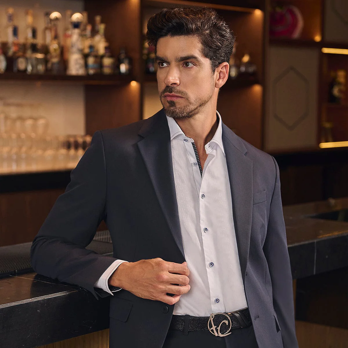 Cinturón de vestir en piel genuina de mantarraya para caballero - Imagen 6