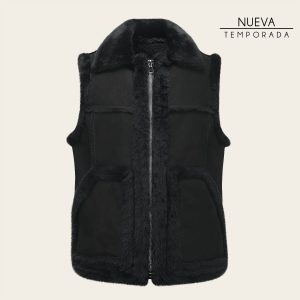 Chaleco en piel genuina de ovino para caballero