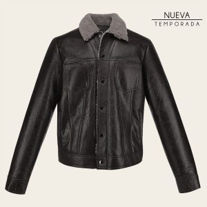 Chamarra en piel genuina ovino para caballero