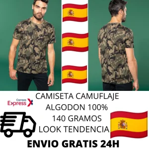 Camiseta hombre camuflaje militar caza paintball algodón fresca ligera