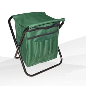 Taburete Plegable Pesca con Bolsa para Accesorios Camping Camuflaje Caza Silla Camuflaje Verde