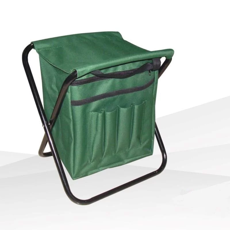 Taburete Plegable Pesca con Bolsa para Accesorios Camping Camuflaje Caza Silla Camuflaje Verde