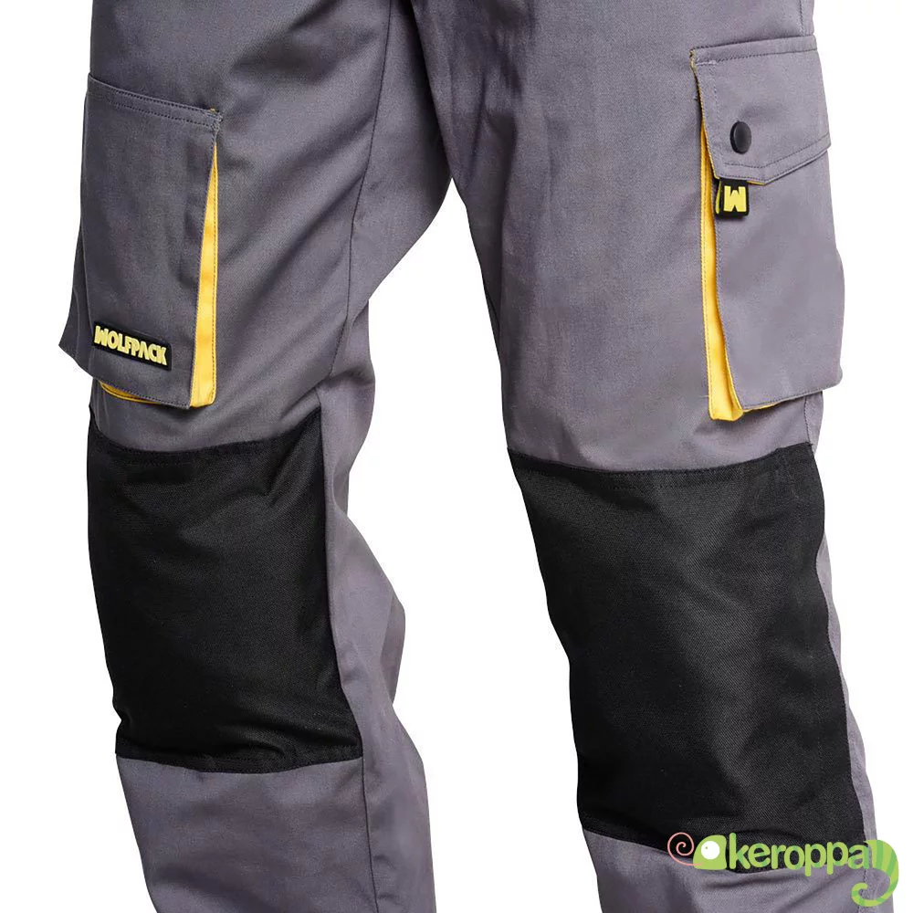 Wolfpack, Pantalones Largos De Trabajo, Gris/Amarillo, Tallas S/M/L/XL/2XL/3XL Multibolsillos, Resistentes, Rodilla Reforzada, Ropa de Seguridad. - Imagen 3