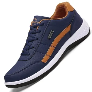 Zapatillas de Deporte de Cuero para Hombre, Calzado Informal de Tendencia, Italiano, Transpirable, Antideslizante, Vulcanizado