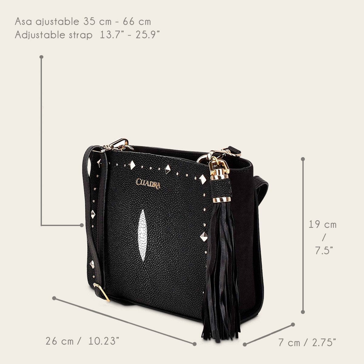 Crossbody en piel genuina de mantarraya para dama - Imagen 9