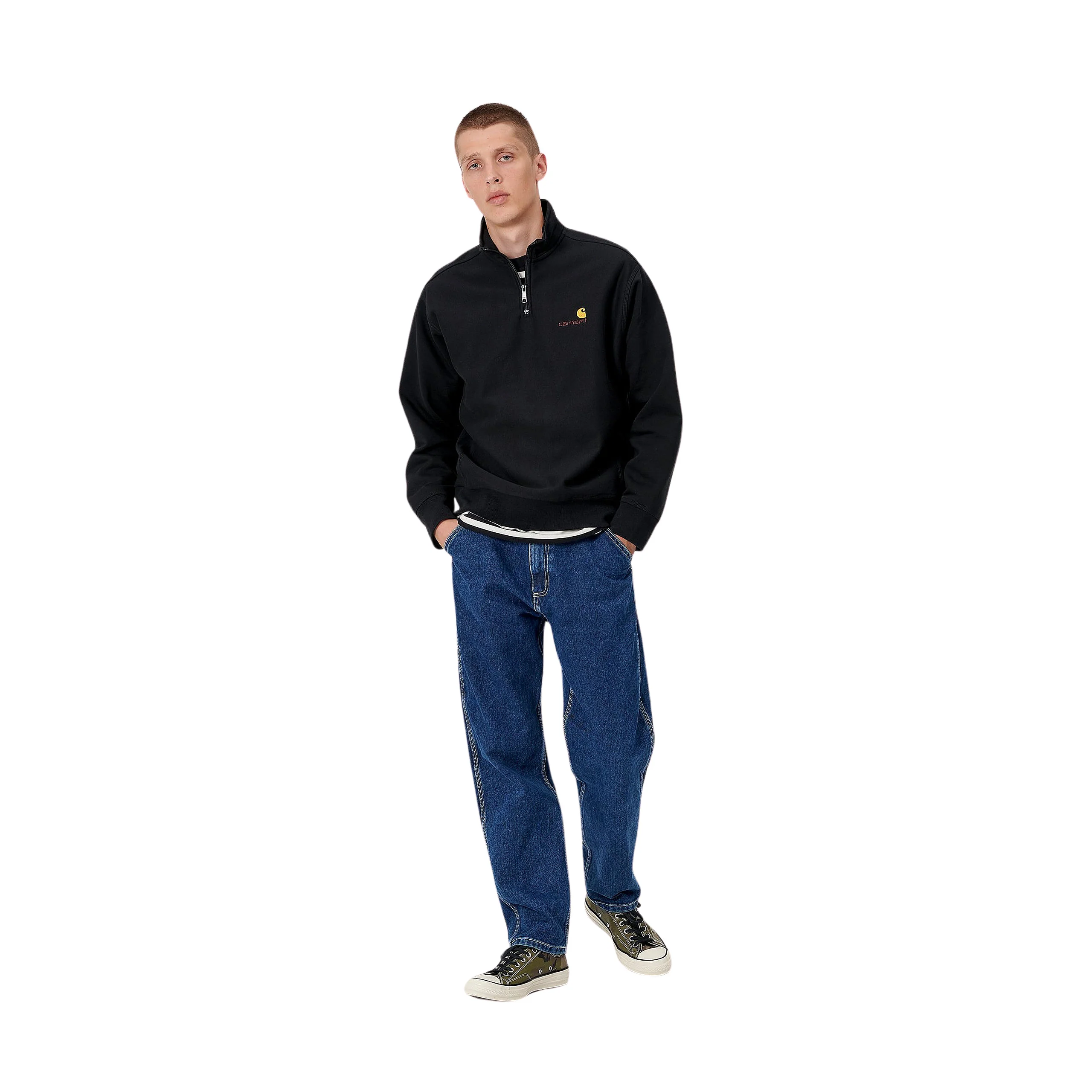 CARHARTT WIP HALF ZIP AMERICAN SCRIPT SWEAT | SUDADERA CON MEDIA CREMALLERA Y CUELLO ALTO - Imagen 5