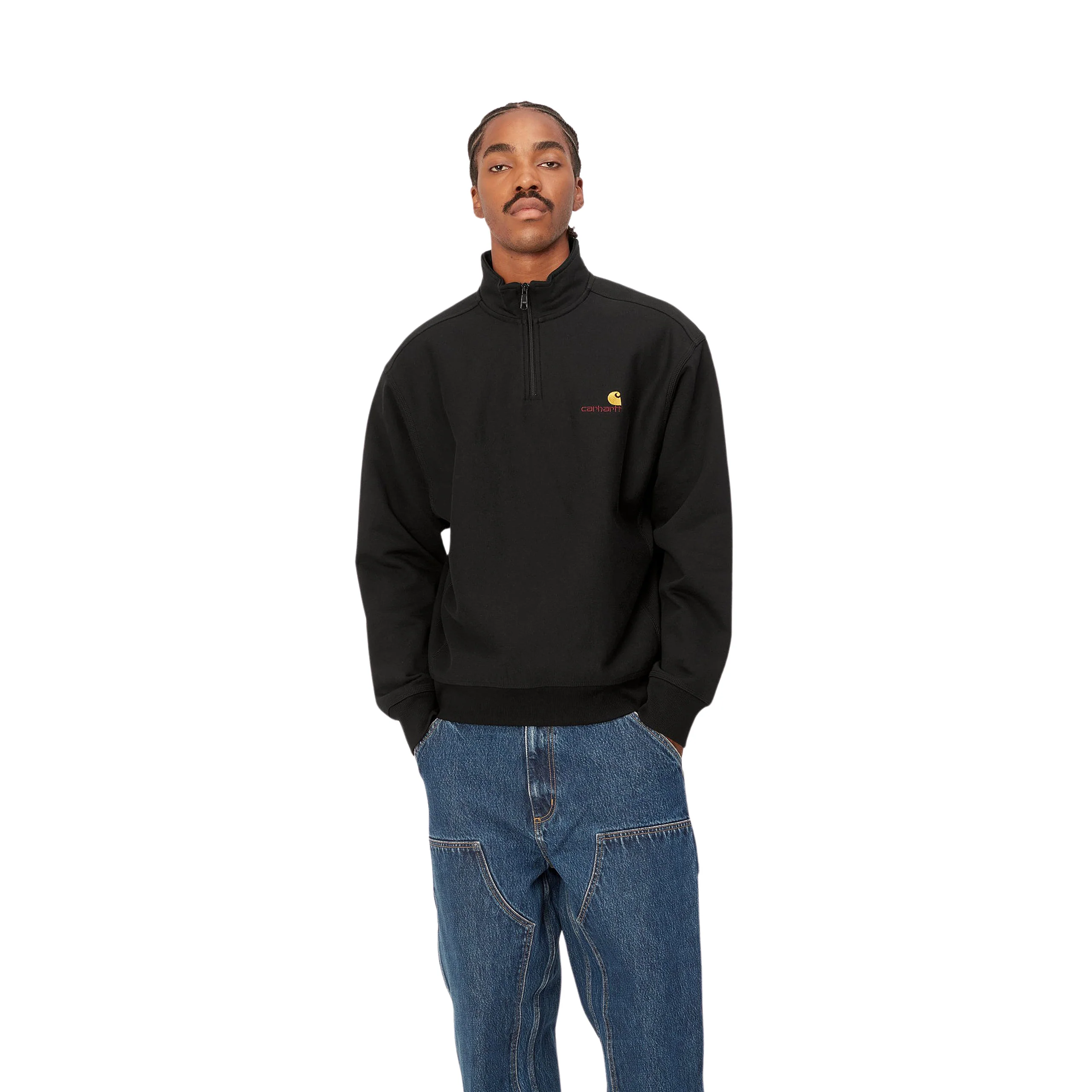 CARHARTT WIP HALF ZIP AMERICAN SCRIPT SWEAT | SUDADERA CON MEDIA CREMALLERA Y CUELLO ALTO
